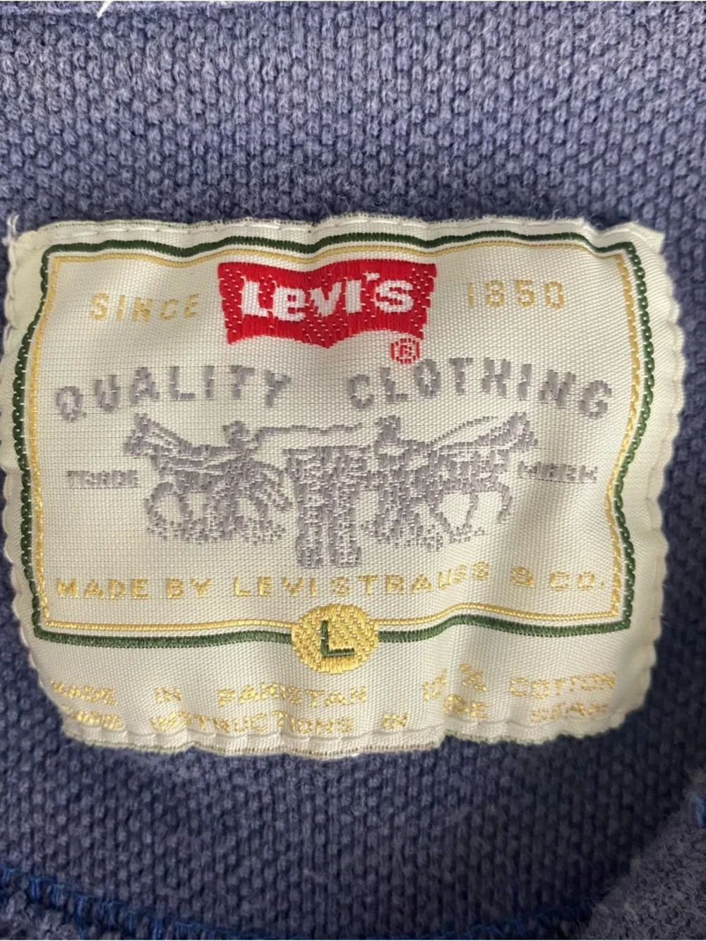 Vtg Levis Polo Shirt Mens Large Blue Short Sleeve 90s Heavyweight Stained